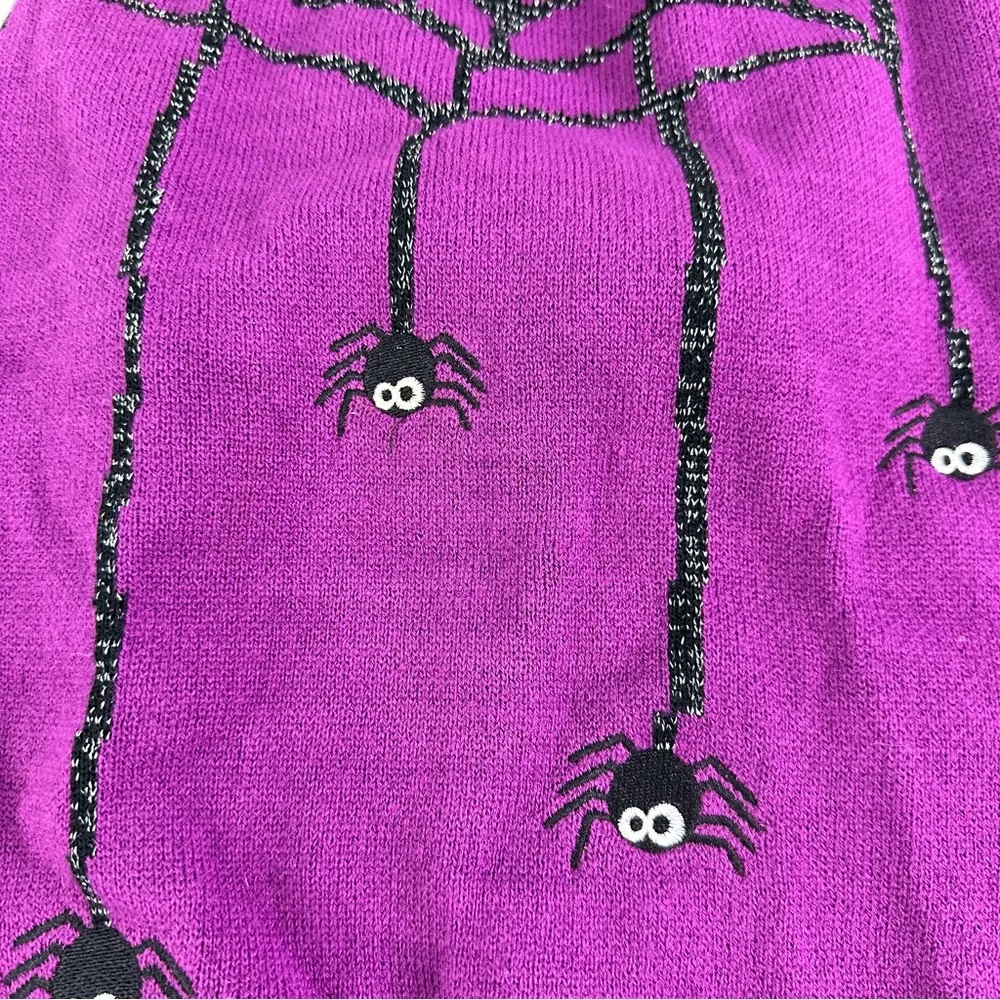 Kyeese Wear Purple and Black Dog Sweater Size XXL Silver Spider Web Design